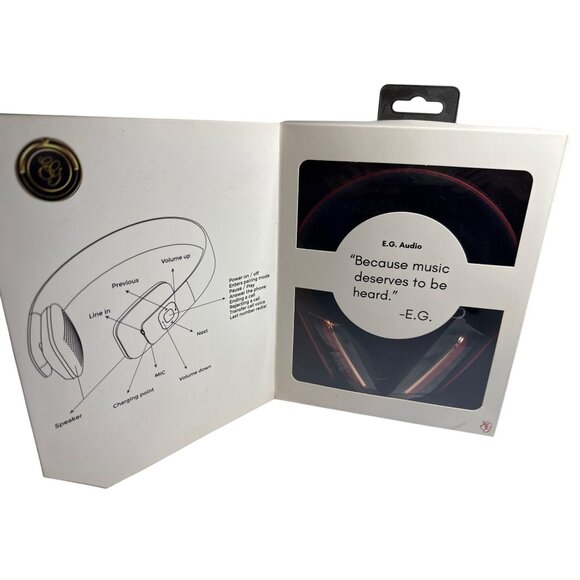 EG Audio Wireless Bluetooth Headphones Red Noise Canceling Mic AUX Charging Cord - Picture 3 of 6